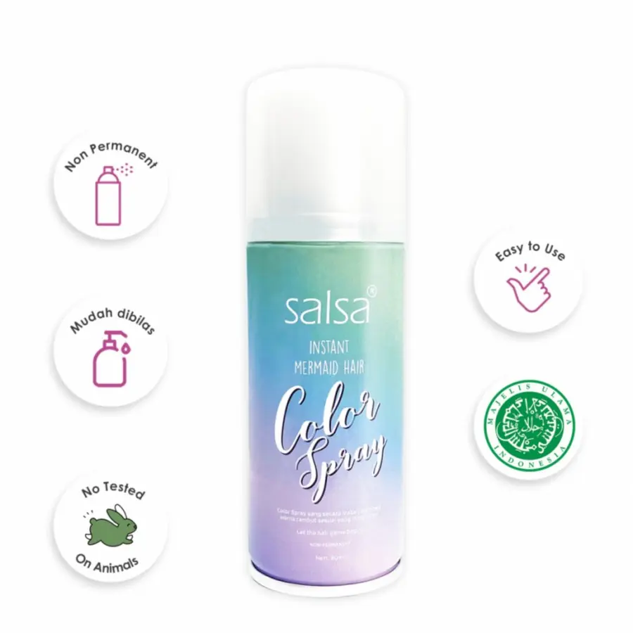 SALSA Instant Mermaid Hair Color Spray Black Brown Black Brown Purple Red Silver Dye Gray Dark Dark