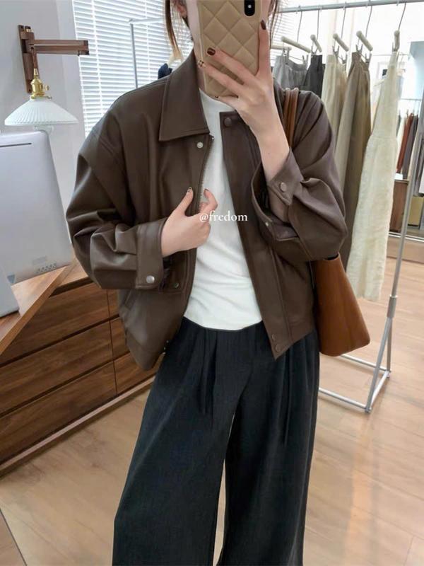 Áo khoác da mềm dáng rộng 2 lớp Miho House