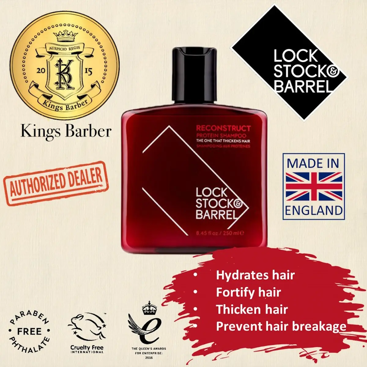 LOCK STOCK & BARREL, Reconstruct Protein Shampoo - 250ml