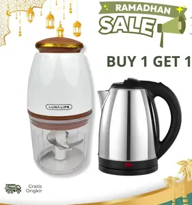 [Bundling Deal] LUNALIFE Paket Mini Food Chopper 700mL + Teko Listrik Stainless 2L