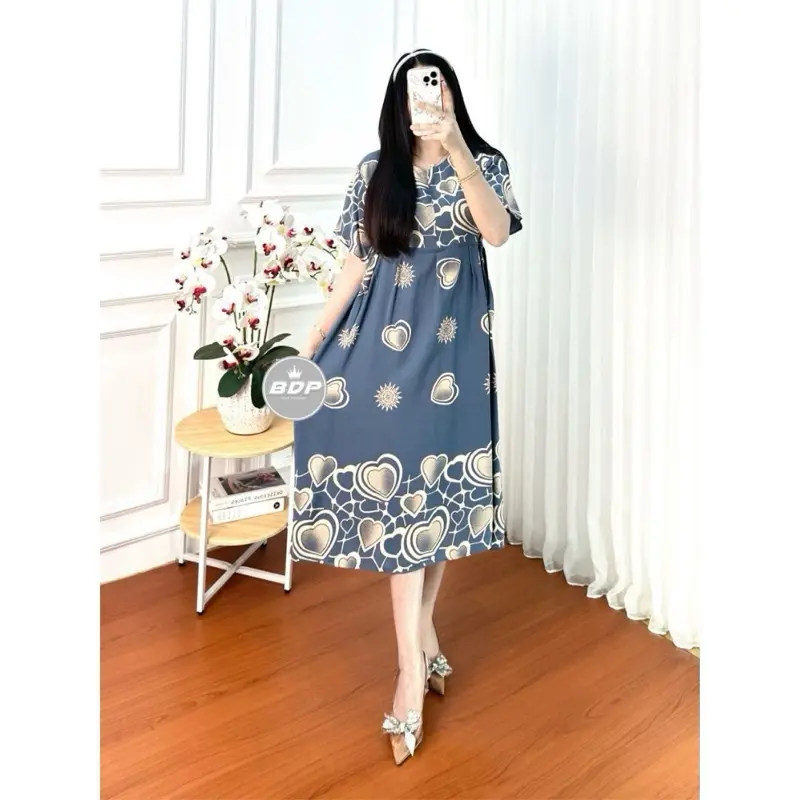 Daster Chibi Rayon Pendek Motif Pita Busui Bumil Resleting Depan Daster Wanita Harian Santai By Farcio Dress Wanita Rayon Adem Kekinian 7