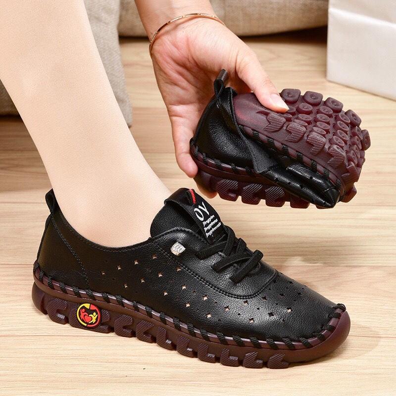 Product Introduction of Sneakers Women Shoes Leather Loafers Shoes for Women Comfortable Slip on Shoes Hand Sewing Thread Mom Shoes 32