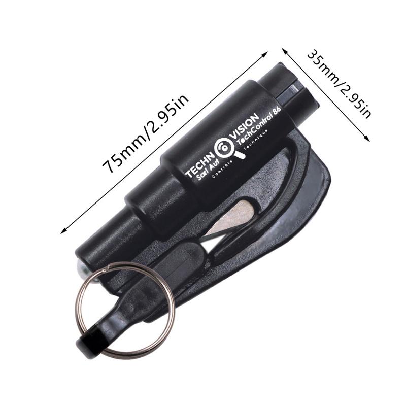 Product Introduction of Car Safety Hammer Spring Type Escape Hammer Window Breaker Punch Seat Belt Cutter Hammer Key Chain 1