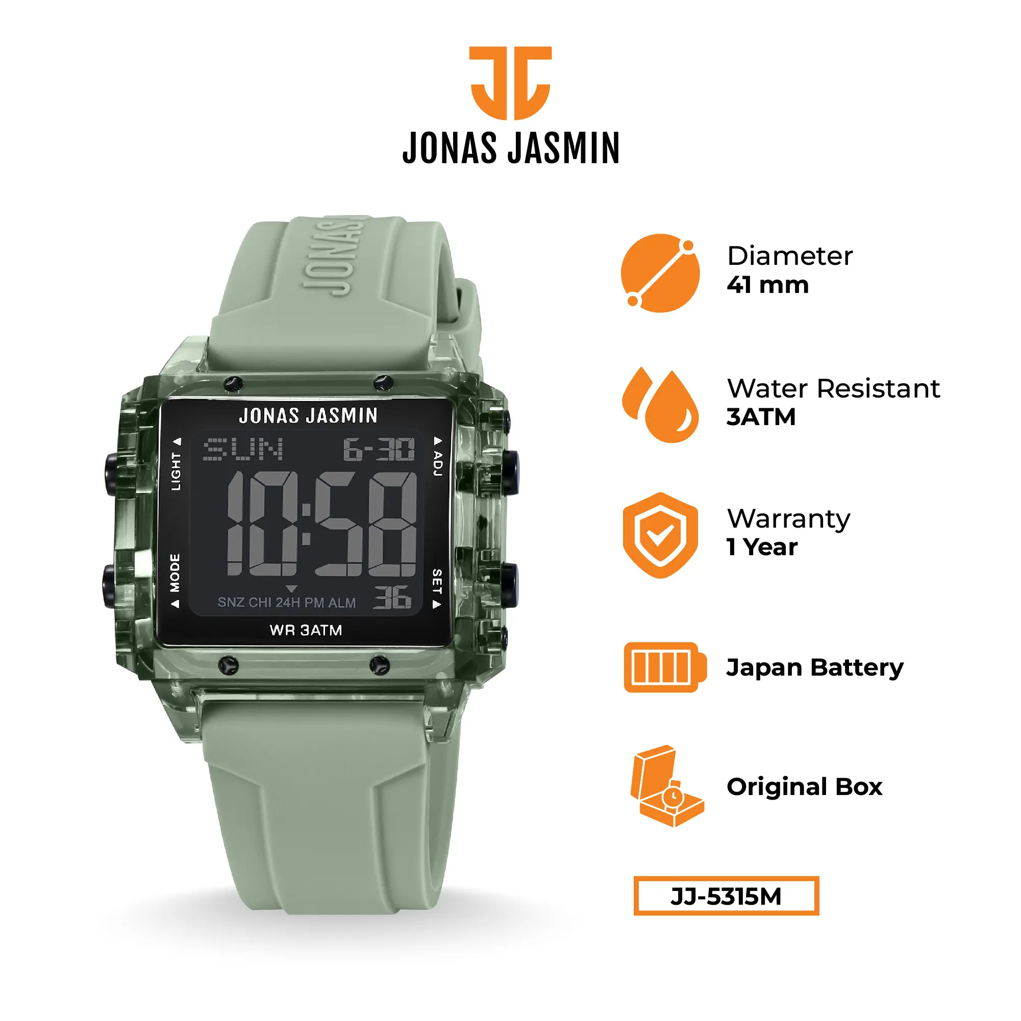 Jonas Jasmin - Jam Tangan Pria Digital JJ-5315M Watch Include Fullset Box