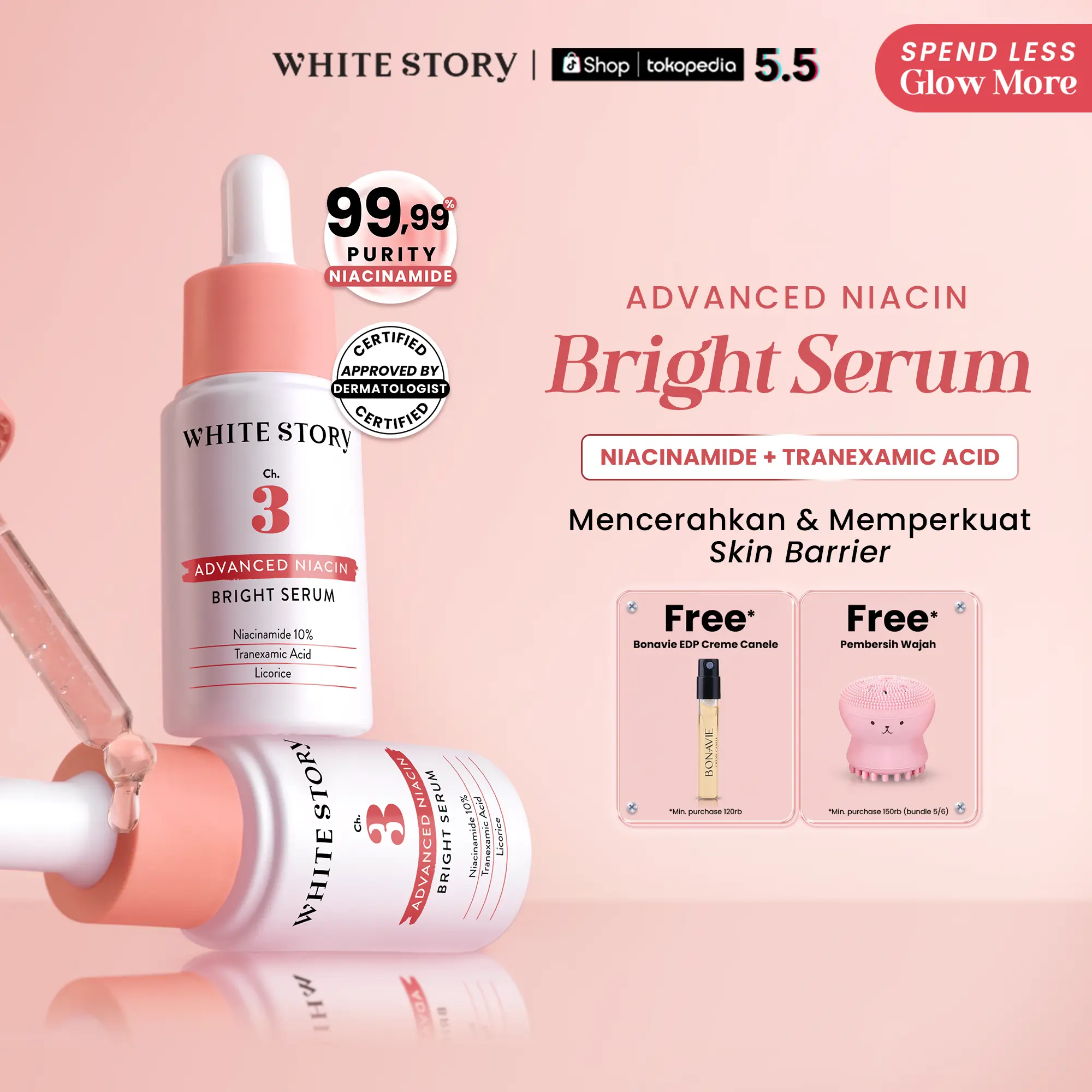 WHITE STORY Advanced Niacin Bright Serum | Serum Wajah Mencerahkan, Bersih & Glowing