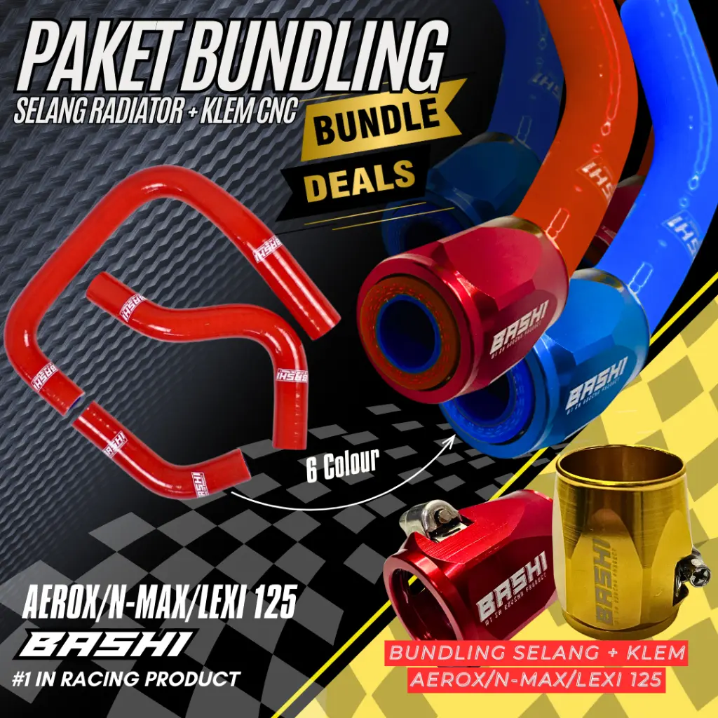 Bashi Paket Selang Radiator Coolant Hose Include Klem CNC YAMAHA AEROX/N-MAX/LEXI 125 Y1 Motor Motorcycle