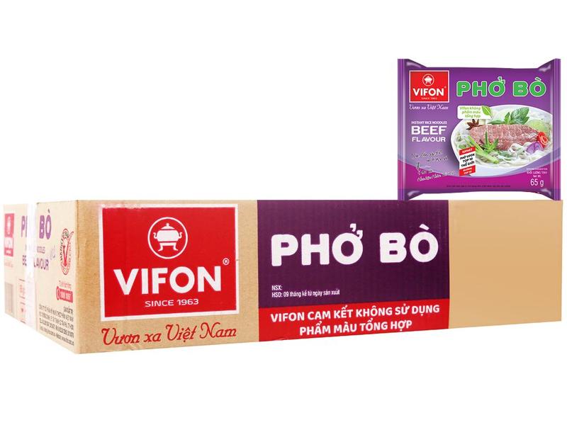 THÙNG 30 GÓI PHỞ BÒ , PHỞ GÀ, PHỞ CHAY RAU NẤM VIFON 65GR
