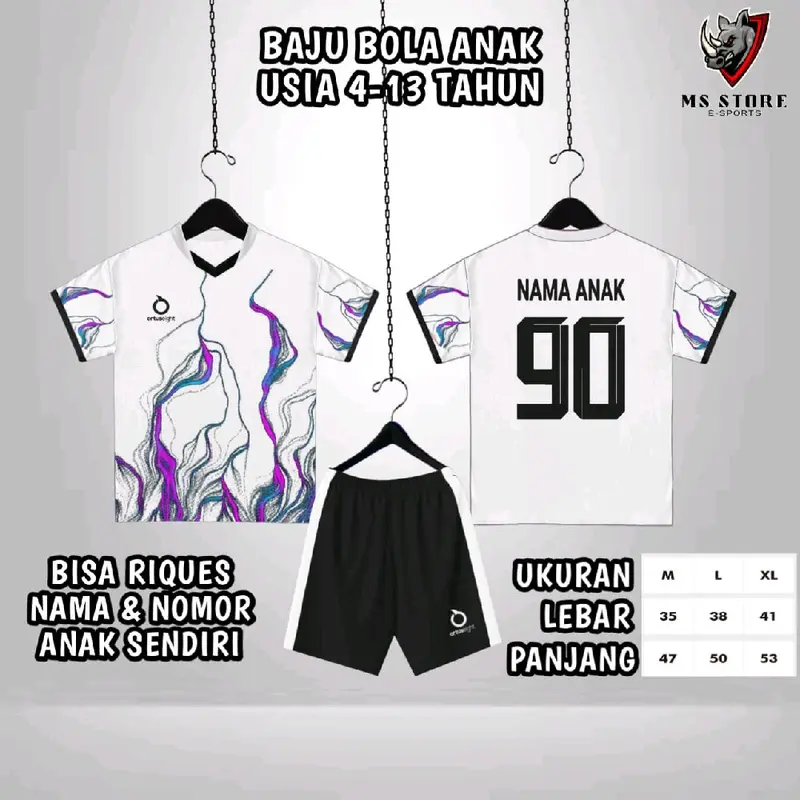 baju bola anak bisa custom riques nama nomor punggung di belakang sama di celana Setelan Outdoor Sport Futsal Olahraga Futsal Olahraga 4