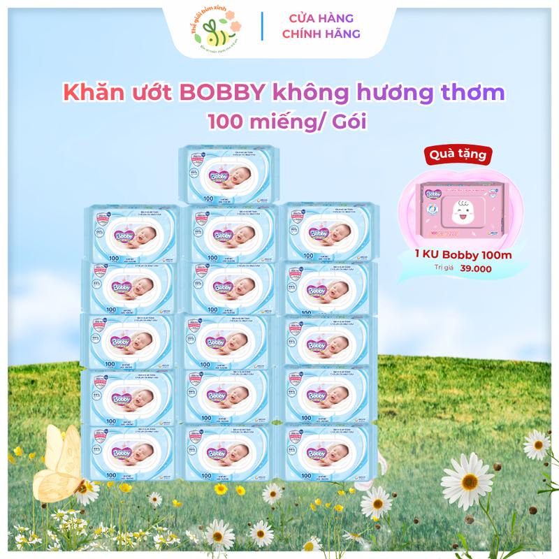Khăn ướt BOBBY KHÔNG HƯƠNG 100 miếng an toàn lành cho da em bé