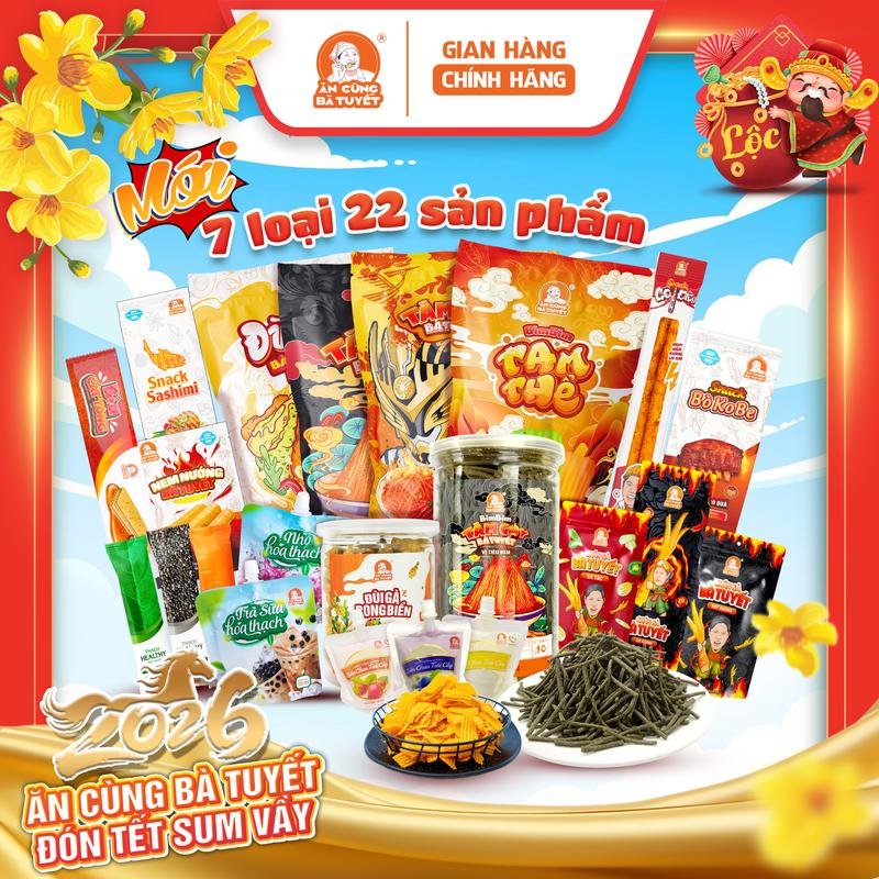 COMBO 7 DÒNG 22 SẢN PHẨM: gồm 22 sản phẩm tổng hợp bim bim snack ướt và chân gà của Ăn cùng Bà Tuyết M116