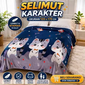 Selimut Karakter Uk 120x170cm Single Dewasa Kado Bahan Panel Bulu Halus Lembut Gramasi 300 Gram Motif Menarik dan Elegan Best Seller
