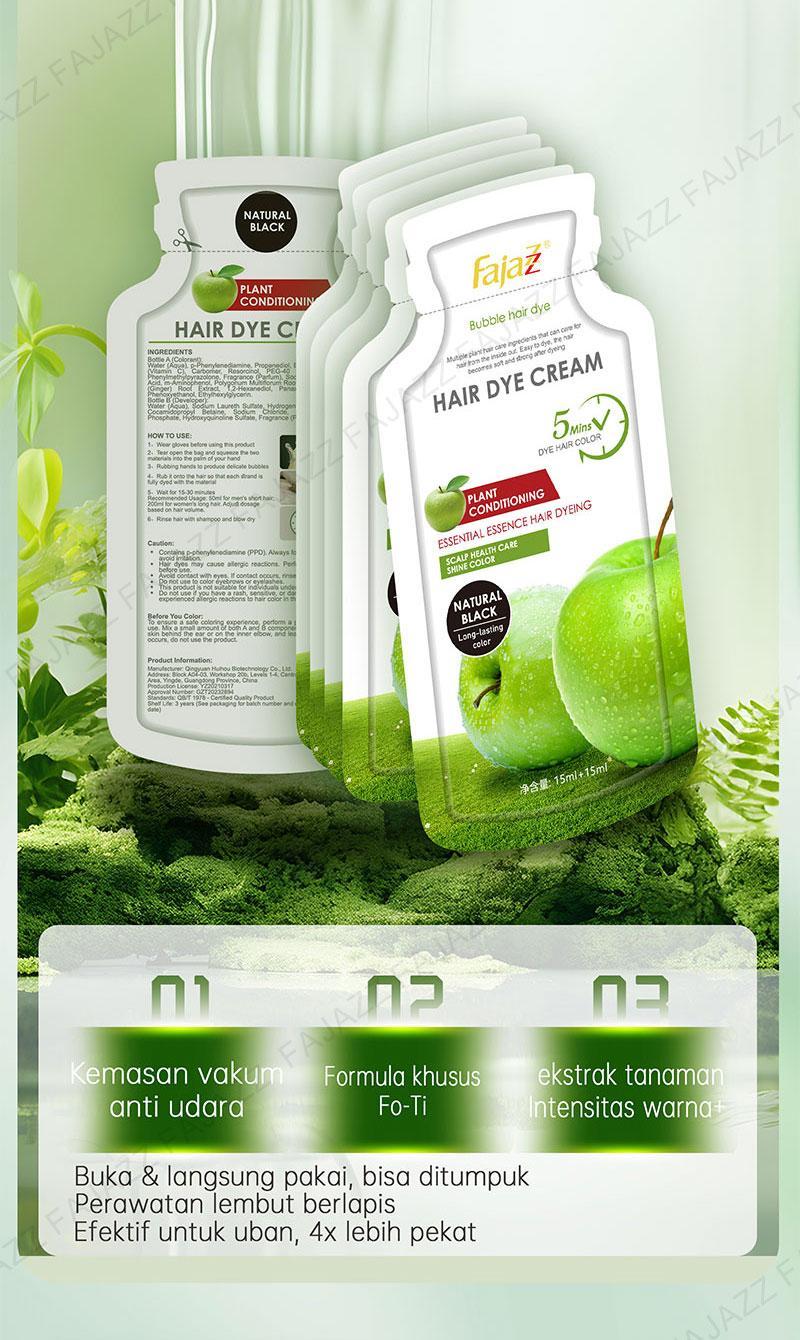 【Fajazz】【5 Bungkus x 30ml】Pewarna Rambut Fajazz Hitam/Coklat Pewarna Rambut Pewarna Rambut Alami Pewarna Rambut Gelembung Menutupi Rambut Beruban Warnai Rambut Anda di Rumah