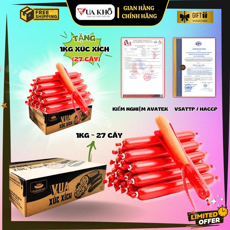 [MUA 1KG TẶNG 1KG] Xúc xích ăn liền 1kg (SIZE CHUẨN 35gr/cây = 27 cây/kg) - Mua 1 KG tặng 1 KG- Đồ ăn vặt snack, Food, ăn liền, Thức Ăn, ăn liền, xúc xích tiệt trùng, đồ ăn nhẹ khô