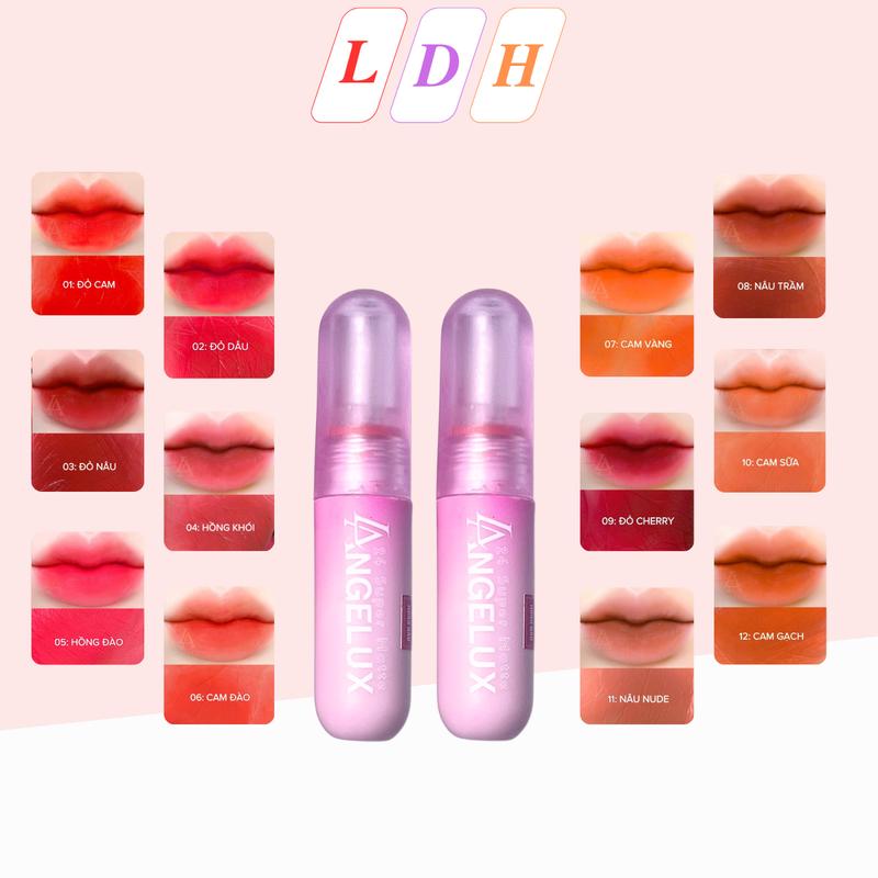 ANGELUX Son Kem 24 Super Matte 3G 05 Hồng Đào - Màu Siêu Bền Không Chì An Toàn & Dưỡng Ẩm Dịu Nhẹ Cho Môi Căng Mịn