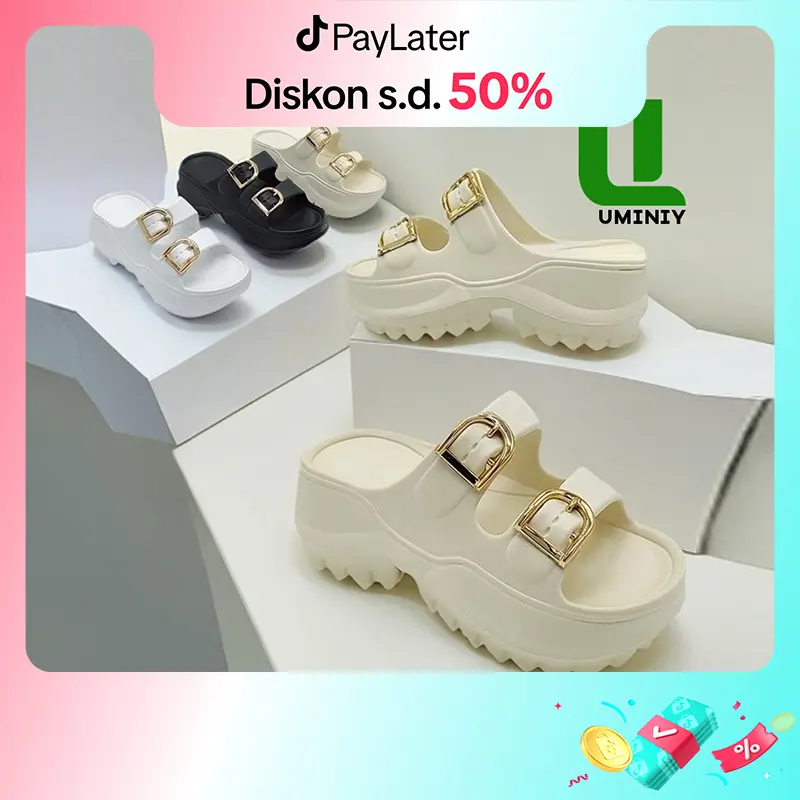 UMINIY Sendal Wedges Anak Terbaru Selop Wanita Hak Tinggi Ukuran 30-41