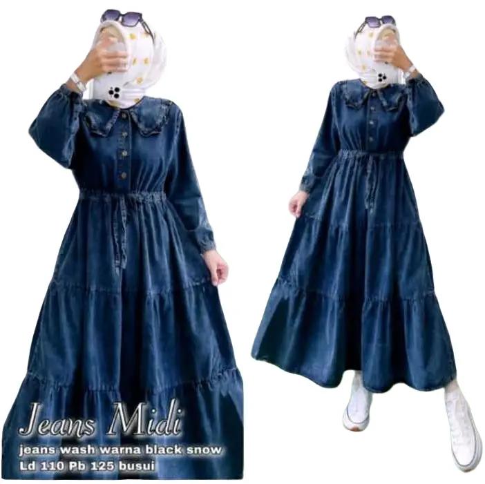 GAMIS JEANS MESYA DADA SERUT WANITA TERBARU Dress Lebaran Dewasa Remaja Muslim Maxi Pesta Mewah 0