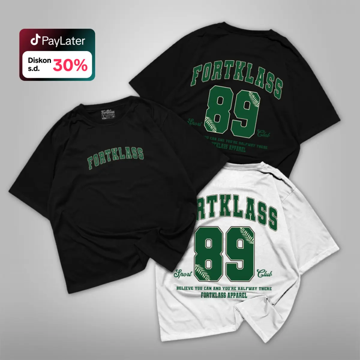 FortKlass Kaos Oversize SPORTY T-Shirt Cowok Cewek Premium Kaos Pria Lengan Pendek Jumbo