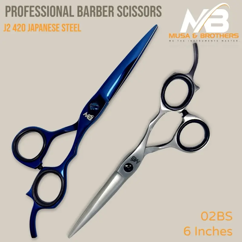MB J2 420 Professional barber scissors, Gunting rambut 6 inchi 02BS Silver 0