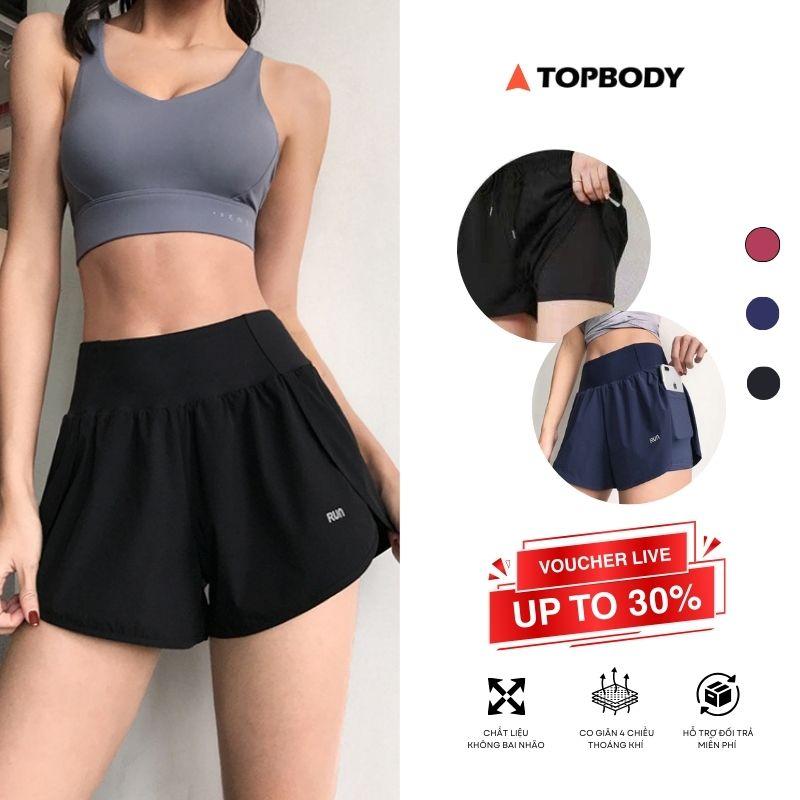 Quần Đùi Tập Gym Yoga TOPBODY WEAR Cotton 2 Lớp QUAND02 Có Túi Đựng Điện Thoại Nam Nữ Sport