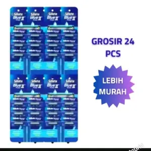 cukur kumis dan jenggot silette blue 2 blue II 12 dan 24 pcs (promo) Biru