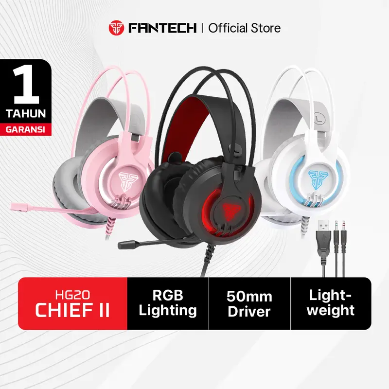 Fantech CHIEF II HG20 RGB Gaming Headset Headphones Built-in Microphone Noise Cancellation Pc Earphones Lighting Headphone Bass 0