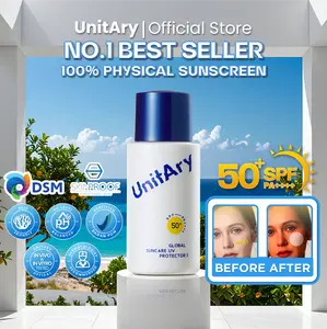 [Kulit Kombinasi][IN VIVO & NON COMEDOGENIC TESTED]UNITARY Global Suncare Physical Sunscreen 50ml UV Protector SPF 50+ PA++++Mixed Skin Non-Acne Glowing Sesuaikan Keseimbangan Air dan Minyak,Wajah Kusam Mudah Diserap【Hassle-free Formula & Breathable】