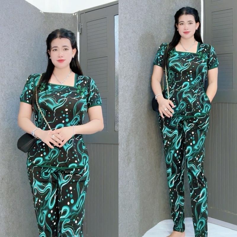  Đồ bộ nữ sẫm áo sẻ tà quần dài ống ôm vải thun aty size 48-85kg _Tâm Đan.đồ bộ mặc nhà.đồ bộ thun 