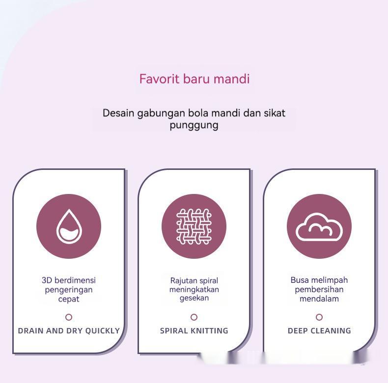 Bola mandi elastis, handuk mandi dua-dalam-satu yang dapat meregangkan punggung, handuk mandi bernilai tinggi untuk menghilangkan lumpur tanpa rasa sakit