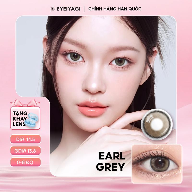   NEW  EARL GREY - Kính áp tròng cận thời trang Hàn Quốc 3 tháng nâu ánh xám |Độ cận 0-8 DIA 14.5mm| 