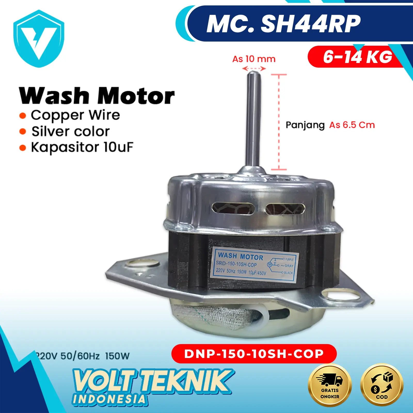 WASH MOTOR DNP-150-10SH-COP-(D)