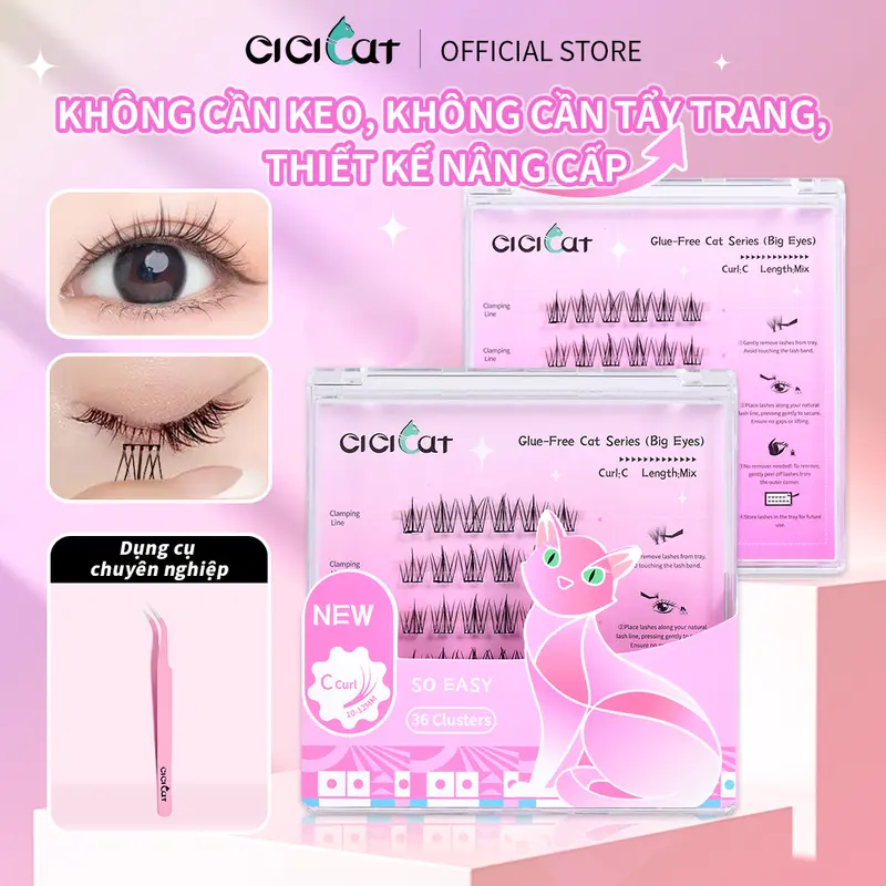 Lông Mi Giả, CICI CAT, Không Keo, Dung Tích Lớn, Cong Tự Nhiên, Dày Và Dài, Không Thấm Nước Và Mồ Hôi, Nhiều Kiểu Lựa Chọn Women Trang Điểm Cosmetic Mỹ Phẩm 0