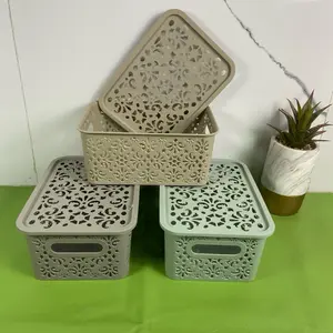 ( 3 PCS & 6 PCS ) Keranjang Tutup Basket Yangyang S Mono Eriko / Keranjang Penyimpanan Serbaguna Multifungsi / Keranjang Tutup Motif Ukir Bahan Platik Tebal