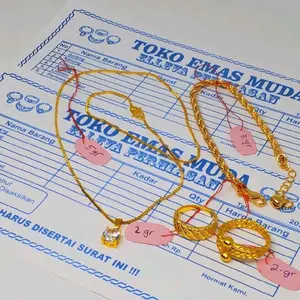 SET PERHIASAN WANITA GELANG TAMBANG DAN KALUNG ITALI FREE 2 CINCIN BERLAPIS EMAS MUDA FREE SURAT DARI TOKO TERLARIS