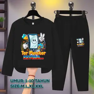 Tor Monitor Ketuaa Setelan Baju Anak Lengan Panjang Umur 3-10 Tahun Bahan Semi Katun Motif TORMONITOR