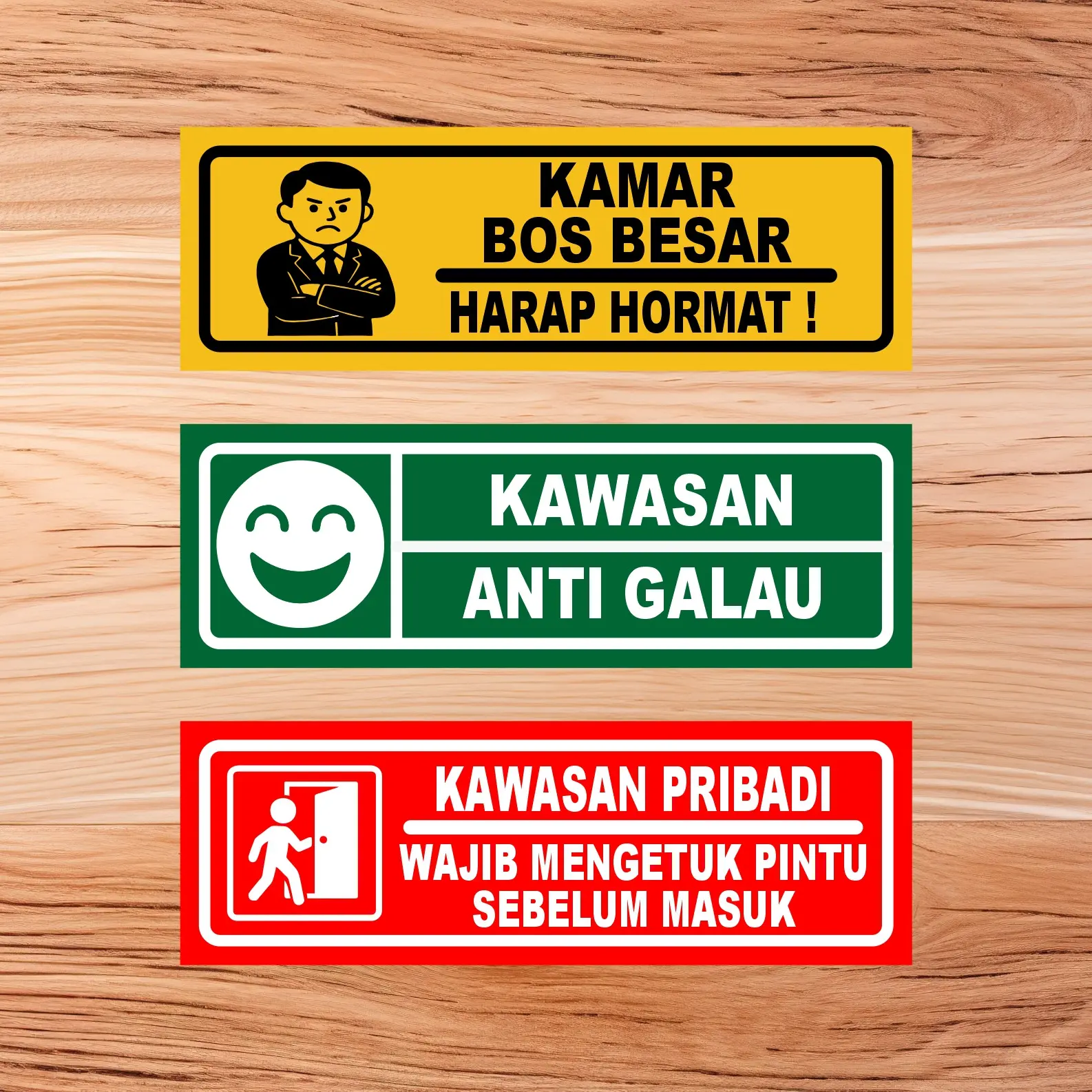 Hiasan Dinding warning dekorasi pintu (bahan mdf 10x30 cm tebal 6 mm) , bisa CUSTOM mudah di tempel