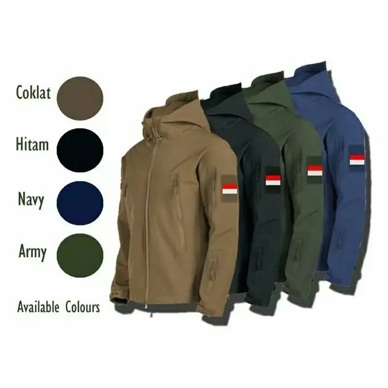 Jaket TAD Taktikal Army Tactical Military Jacket Patch Bendera Merah Putih Emblem Garuda Indonesia Dewasa Pria Navy Black Green Brown Size M L XL XXL COD Coklat Gunung Hijau Hitam Waterproof Windbreaker Outdoor Cowok Parka 0