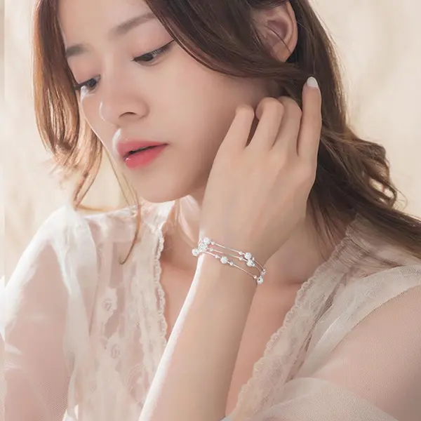 Vòng  hạt  mắn ba đời ba thế giới bằng bạc Ý S925 cho  thiết kế sang trọng nhẹ nhàng mùa hè, vòng  trang sức cao cấp lac tay co 4 la man may 4