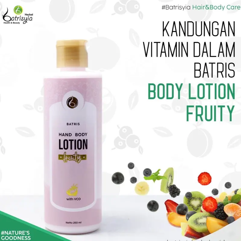 Hand Body Lotion Batris Fruity dengan Ekstrak Buah-buahan dan VCO - Extract Tangan Kering Perawatan Vitamin Tubuh Kusam 4