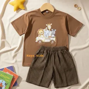 Naya.kids Oneset Anak Gambar Hewan Karakter Laki-laki Perempuan Bahan Cotton Adem Usia 1-8 Tahun Setelan Nyaman untuk Aktivitas Sehari-hari