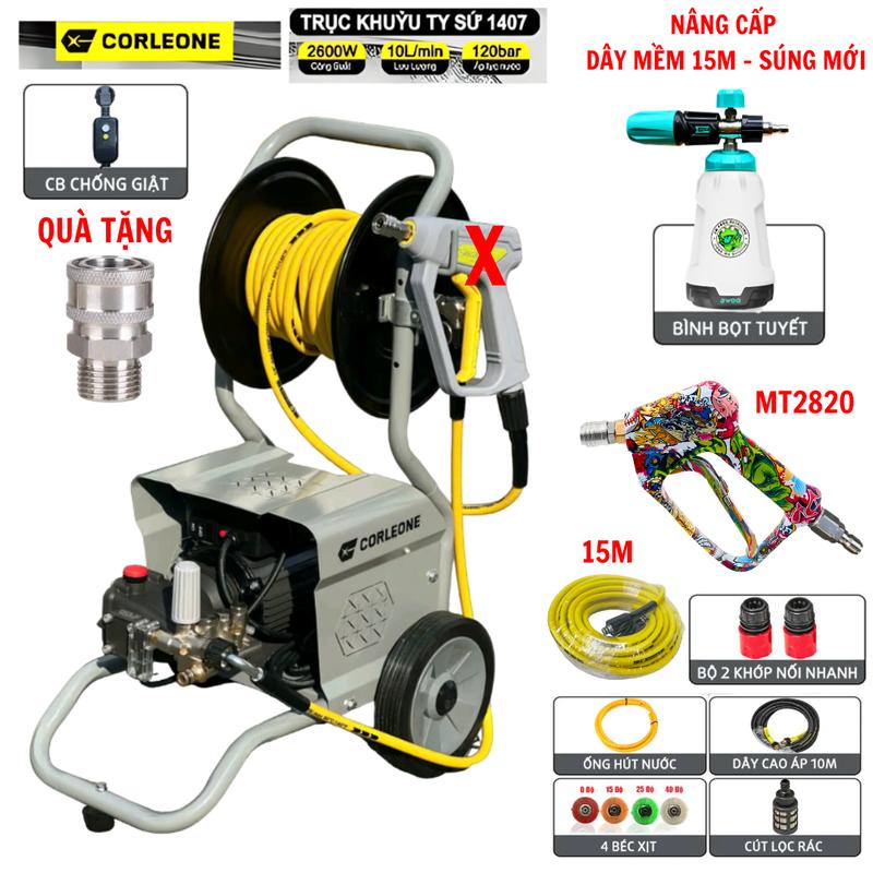 Máy Rửa Xe Cao Áp Chuyên Nghiệp Corleone G500 2600w 120 Bar Lõi Ti Sứ