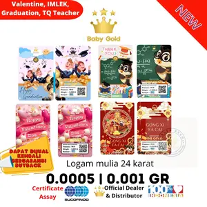 EMAS BABY GOLD EDISI GRADUATION 0.001 | VALENTINE 0.0005| IMLEK 0.0005| TQ TEACHER 0.0005 GRAM PAKET ISI 10PC FREE ONLY LIVE