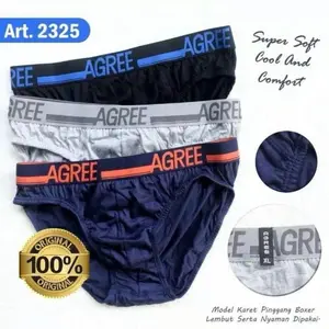 (3pcs) CD dewasa karet boxer laki celana dalam AGREE SPORT biru 2325