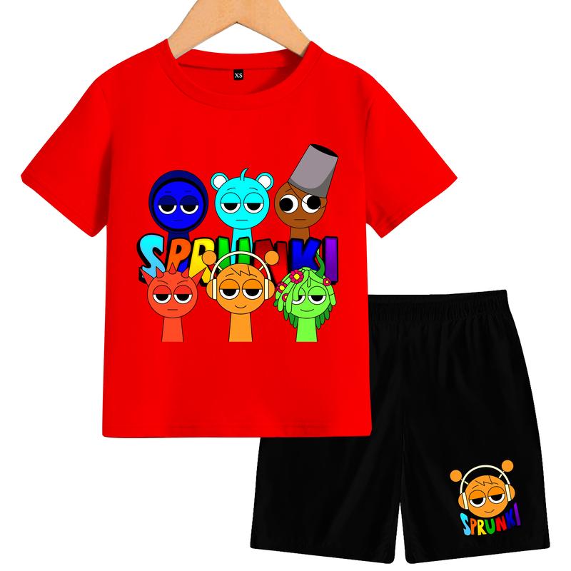 Setelan  Anak-Anak sprunki 6 friends lengan pendek bahan katun Fashion  Pakaian 8
