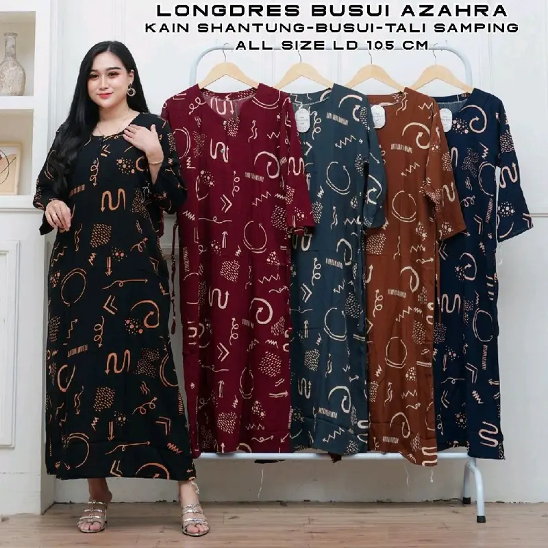 [TERMURAH]100rb dapat 3pcs LONGDRESS BUSUI JUMBO /Daster Lengan Panjang Rayon Wanita Pendek Kancing 8
