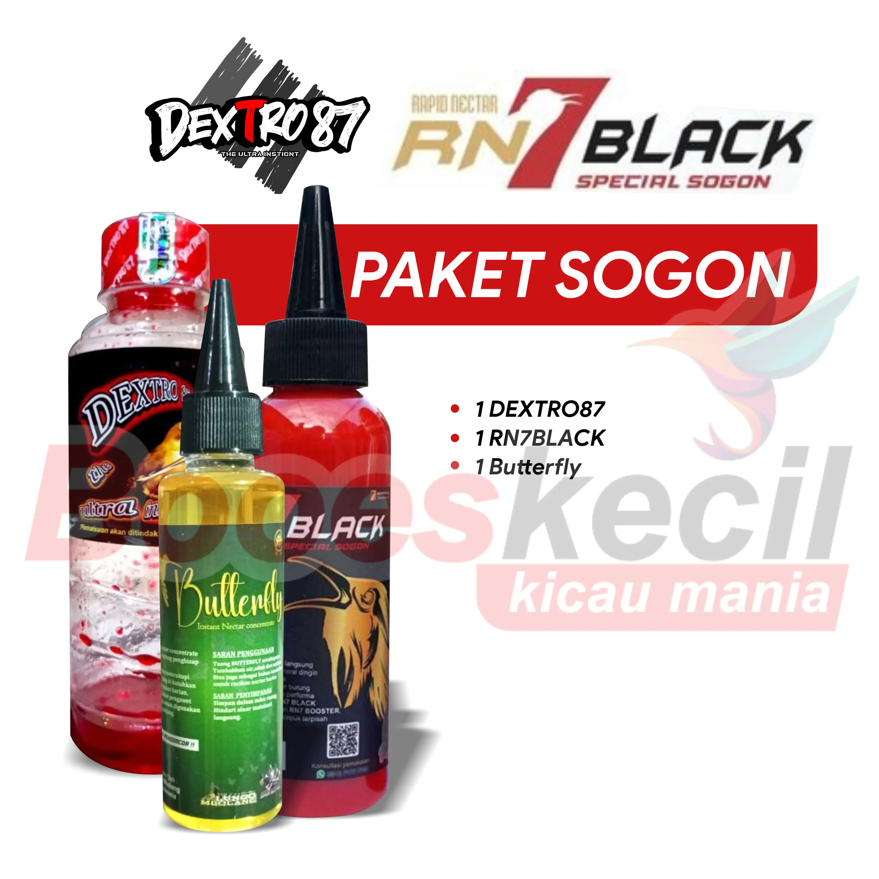 Paket Sogon Booeskecil Pakan Nektar Untuk Burung Sogon Konin DEXTRO87 RN7BLACK Butterfly Nutrisi Khusus Mudah Digunakan