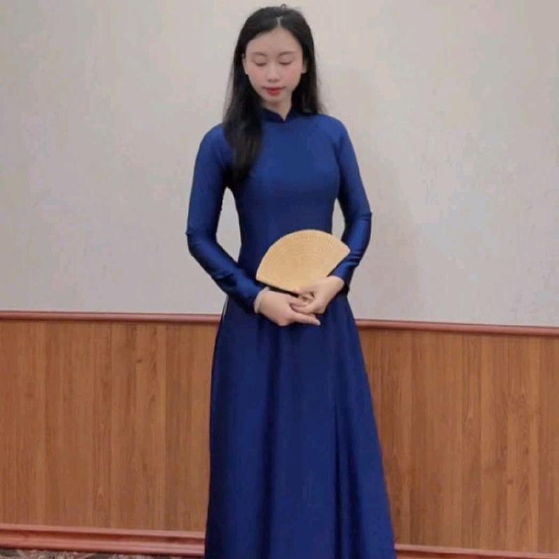 Áo Lụa Tô Châu màu Xanh Than vải mềm mịn mát vải bóng mờ sang trọng Women's Dress _ Áo Dài Việt