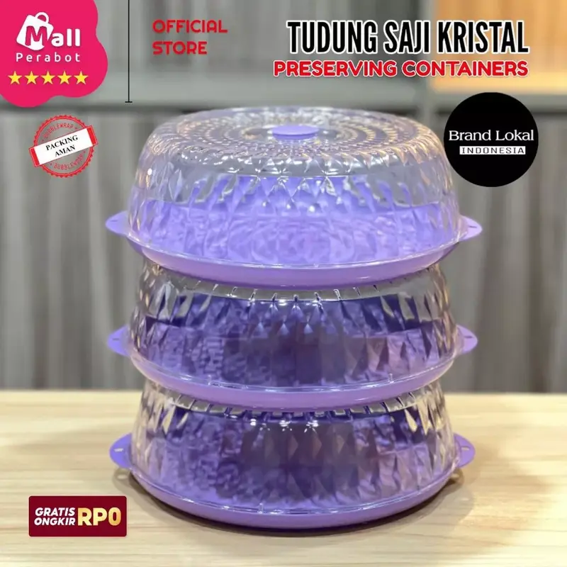 [INSTAN] Tudung Saji Kristal 4 Susun Anti Pecah | Tempat Penyimpanan Makanan | Food Storage 3
