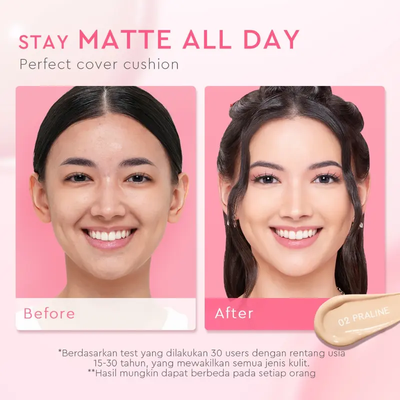 GLAD2GLOW Perfect Cover Cushion Oil-Control - Matte Waterproof Cushion & Refill 4