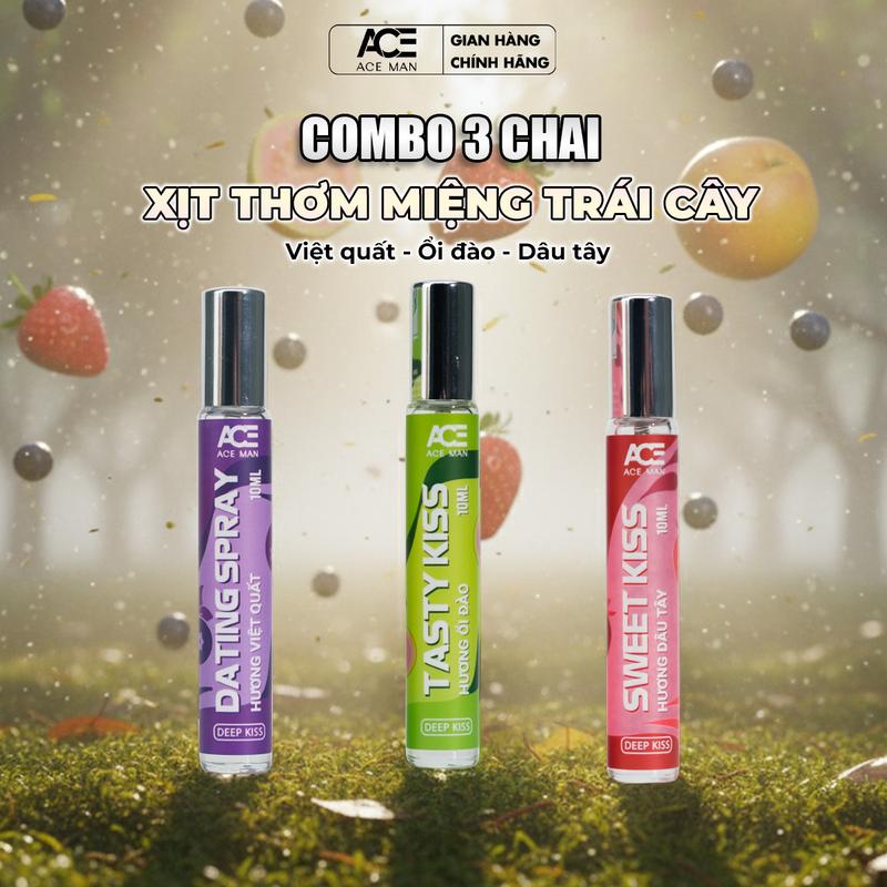 Set 3 chai xịt miệng ACEMAN 10ml/chai cho nam nữ các buổi hẹn hò xịt thơm miệng cùng hương vị ngọt ngào từ trái cây