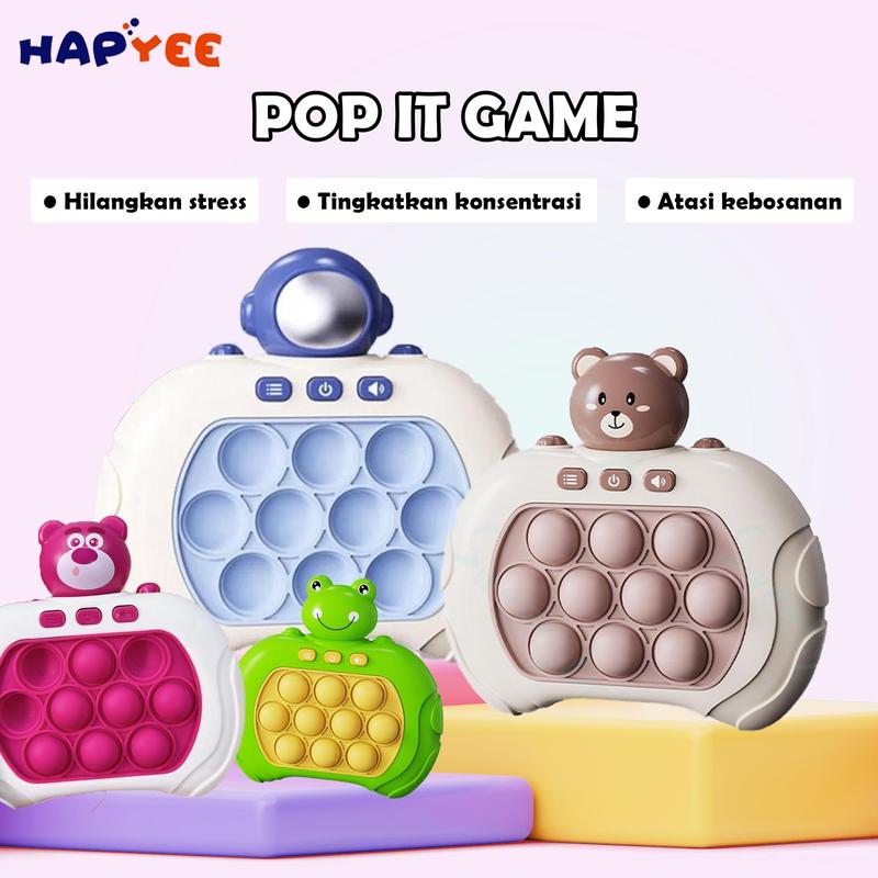 (live)HAPYEE Pop It Push Bubble Game Challenge Fidget Toys Dengan Mesin Game LED Menghilangkan Stress 0
